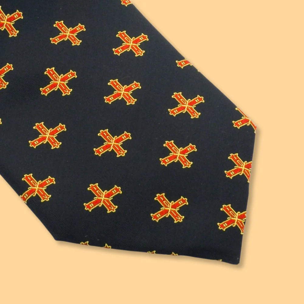 Red Cross of Constantine Silk Woven Tie – Black Masonic Neck Tie - Image 2