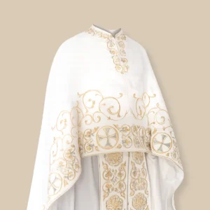 Fully Embroidered Orthodox Priest Vestments Set – White