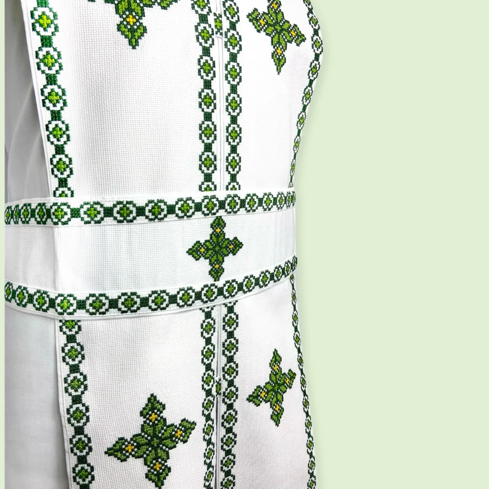 Orthodox Priest Vestments Set – Green Embroidery | Greek Style Clergy Robes - Image 2