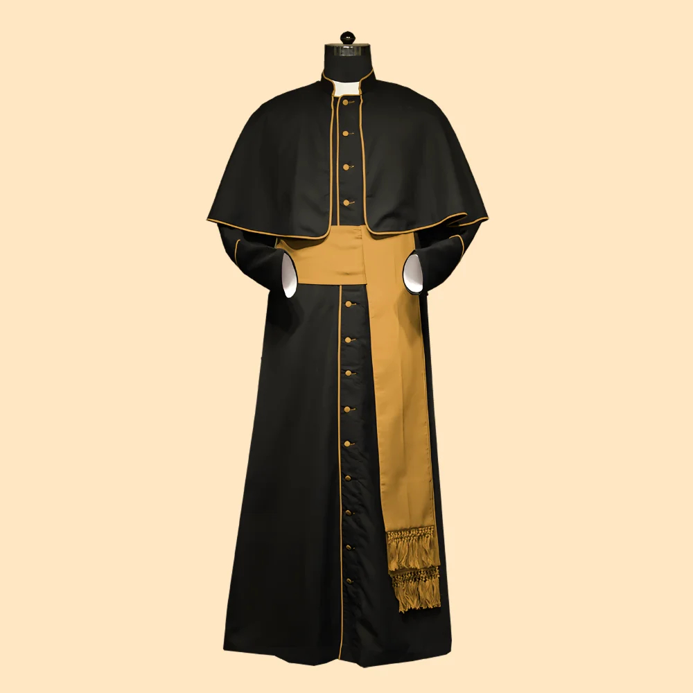 Ochre Roman Cassock with Mozzetta – Custom Clergy Vestment - Image 2