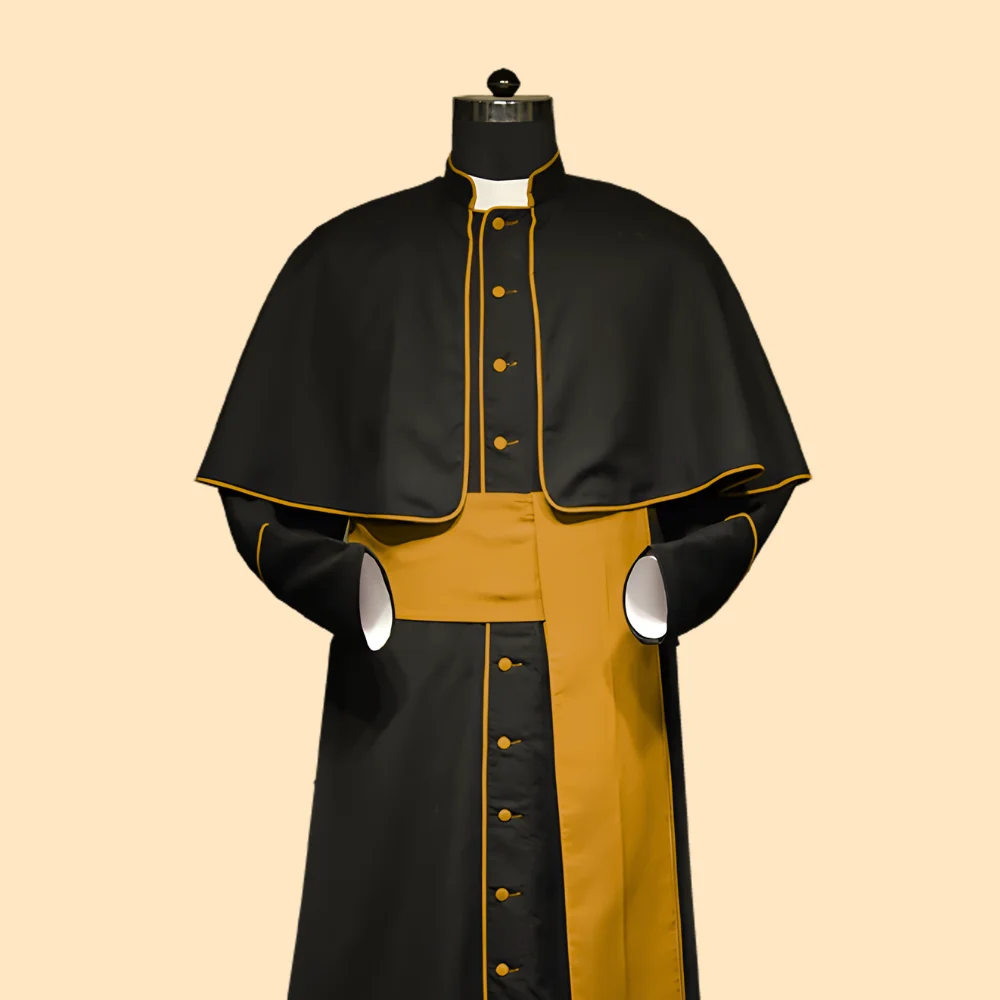 Ochre Roman Cassock with Mozzetta – Custom Clergy Vestment